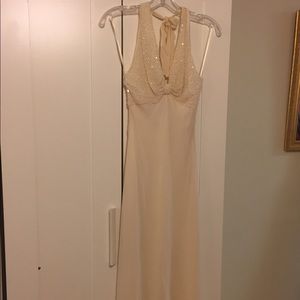 Beaded off-white/ivory halter gown